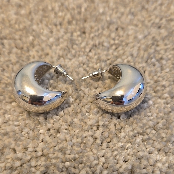 Jewelry - Elegant Silver Moon Hoop Earrings